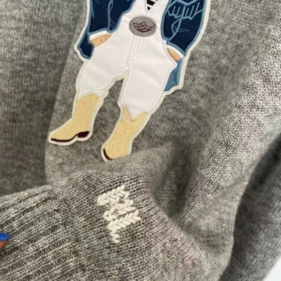 Polo Ralph Lauren Western Cowboy Bear Grey Women's Sweater - Picture 6 of 7